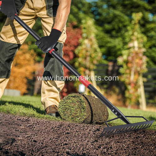 Durable Design Heavy Duty Garden Bow Rake Excavator Rake Bucket with Stainless Steel Handle Power Rake Jump Starter